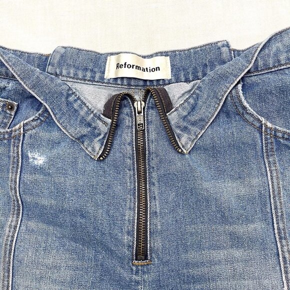 Reformation Fanny Shorts Blue Jean Distressed Shorts Women’s Size 31 - Picture 5 of 5